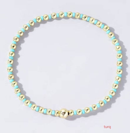 BOHO COLORFUL BALL BEADED BRACELET | 40B5223: OFF WHITE