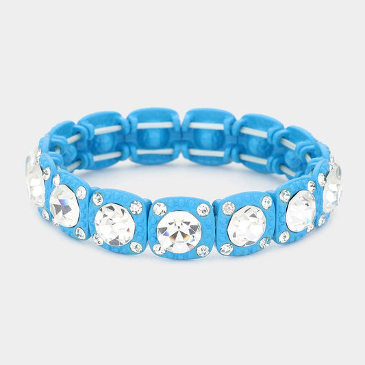 Crystal Rhinestone Christmas Light Stretch Bracelet: TQS