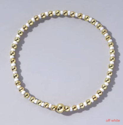 BOHO COLORFUL BALL BEADED BRACELET | 40B5223: Black