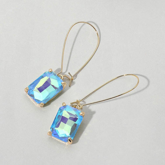 Emerald Cut Stone Dangle Evening Earrings: BUAB