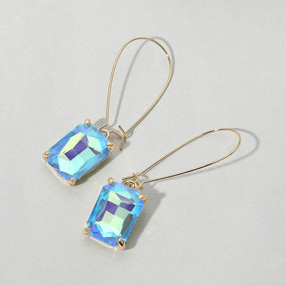 Emerald Cut Stone Dangle Evening Earrings: NFUAB