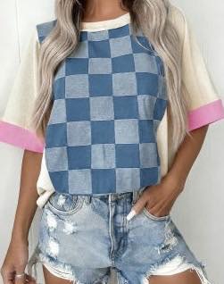 Ladies Shirt With Checked denim