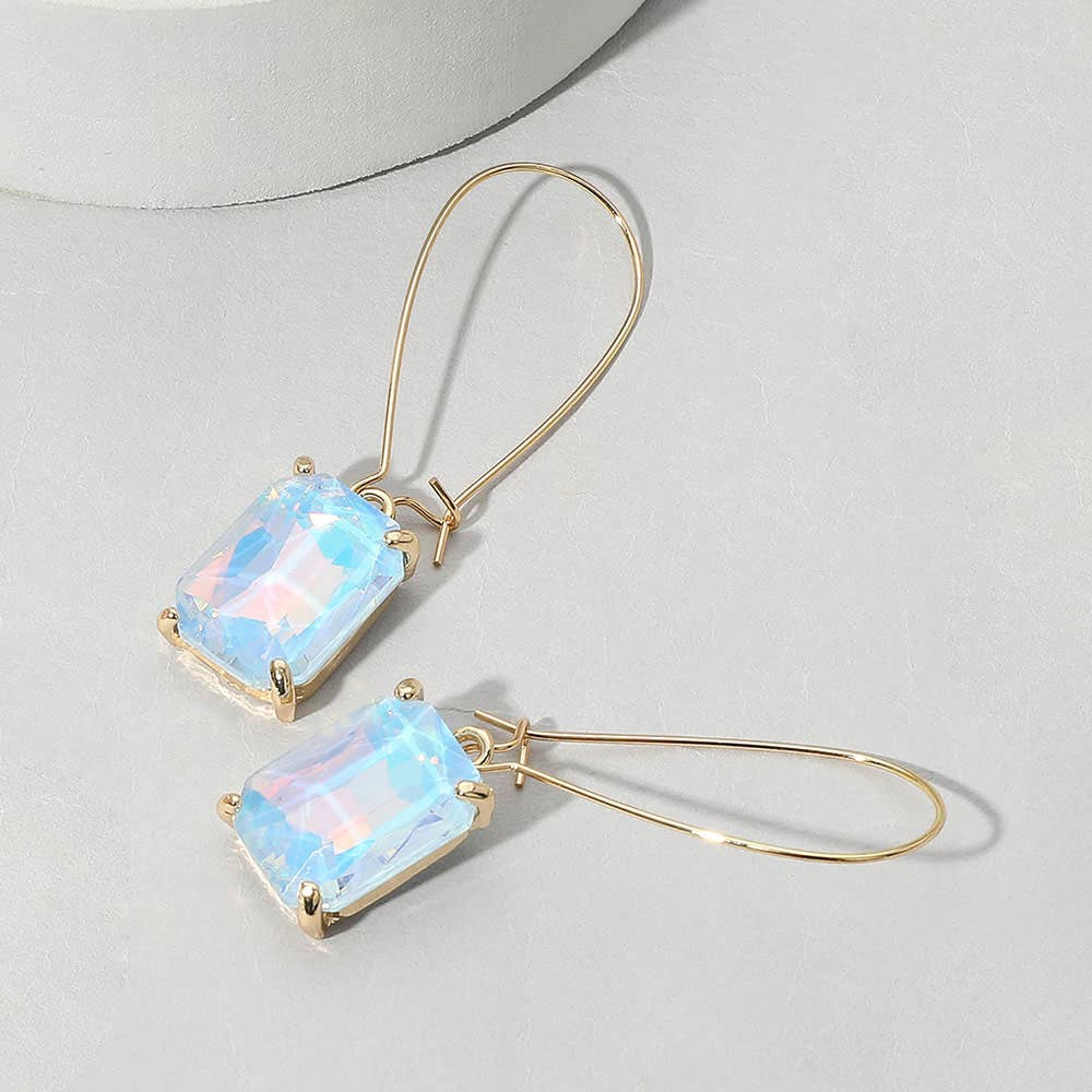 Emerald Cut Stone Dangle Evening Earrings: BUAB