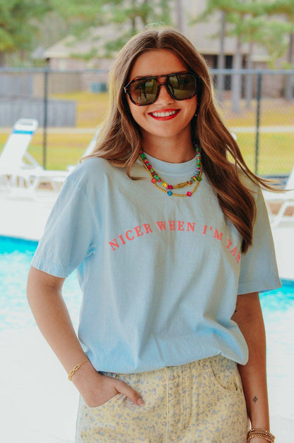 Nicer When I'm Tan Light Blue Tee: