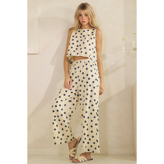 Ocean Breeze Polka Dot Set: Cream/Navy
