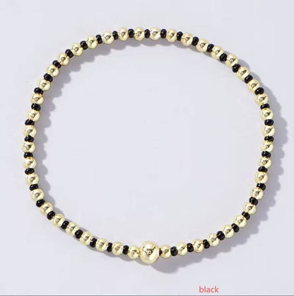 BOHO COLORFUL BALL BEADED BRACELET | 40B5223: OFF WHITE