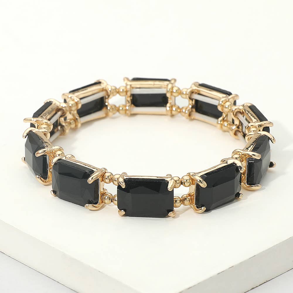 Emerald Cut Stone Stretch Evening Bracelet: OPMU
