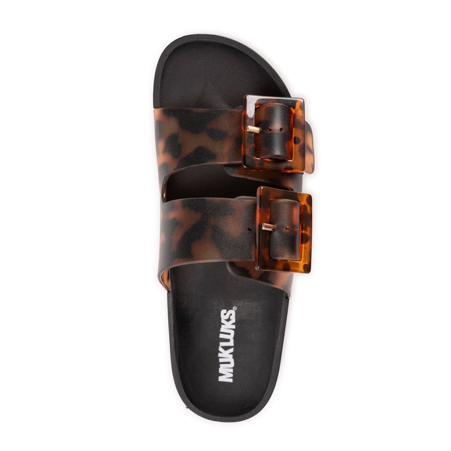 Muk Luks Women's Grand Cayman Lucite Sandal: Black Amber Tortoise / 7