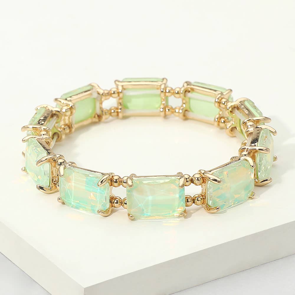 Emerald Cut Stone Stretch Evening Bracelet: BUAB