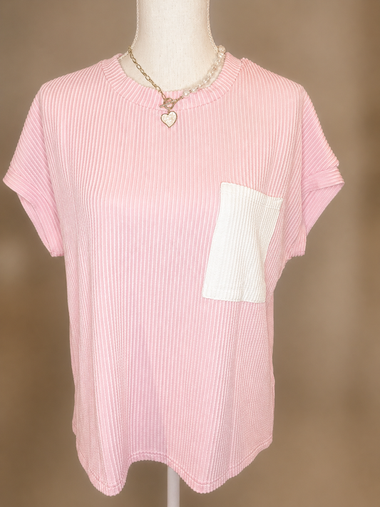 Ladies Pink waffle Knit