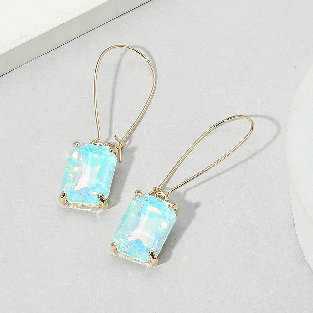 Emerald Cut Stone Dangle Evening Earrings: BUAB