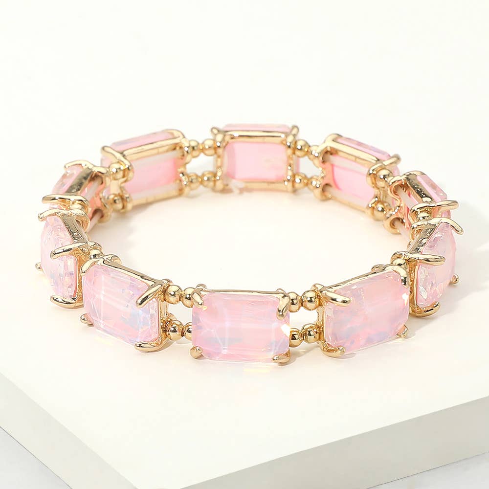 Emerald Cut Stone Stretch Evening Bracelet: OPMU