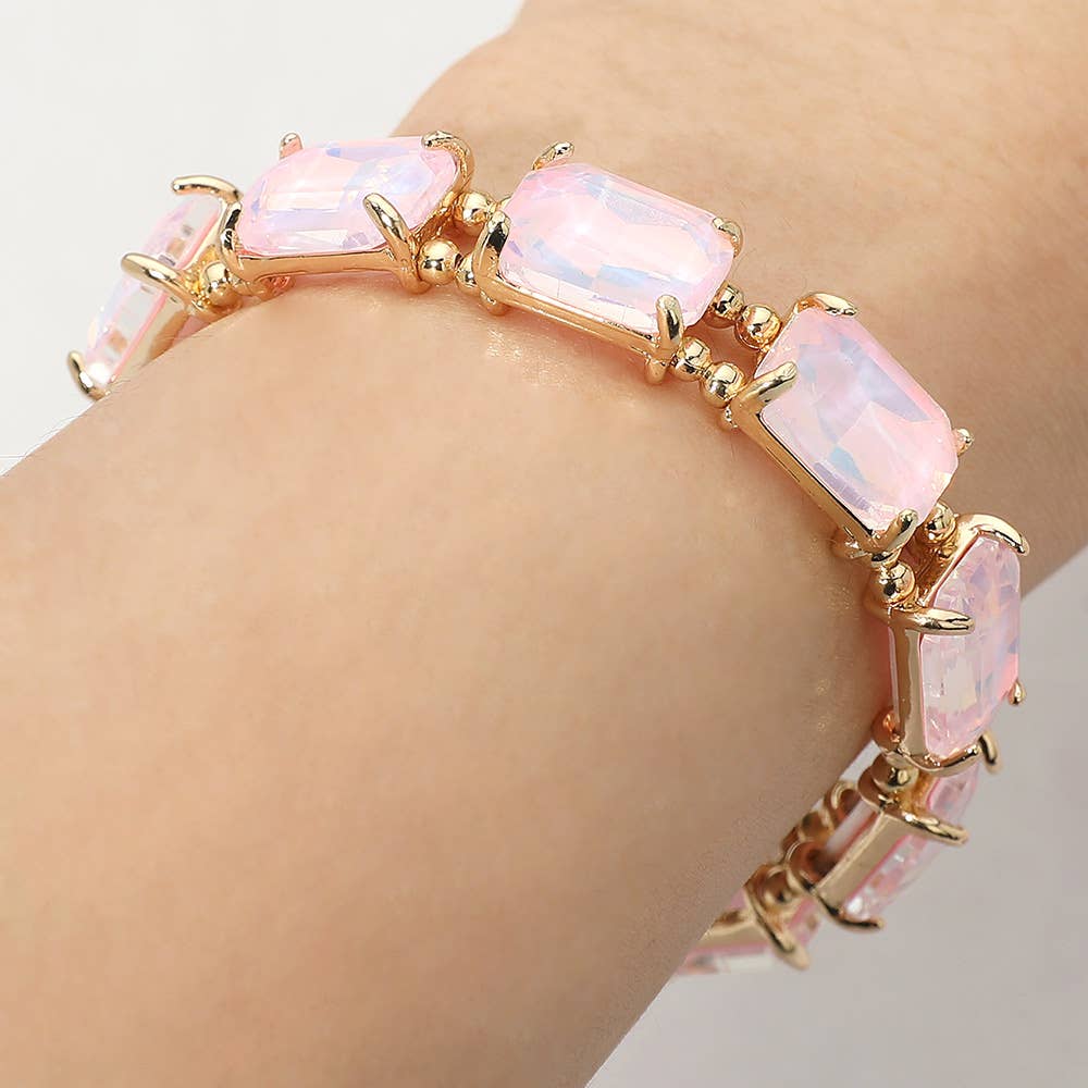 Emerald Cut Stone Stretch Evening Bracelet: AQAB