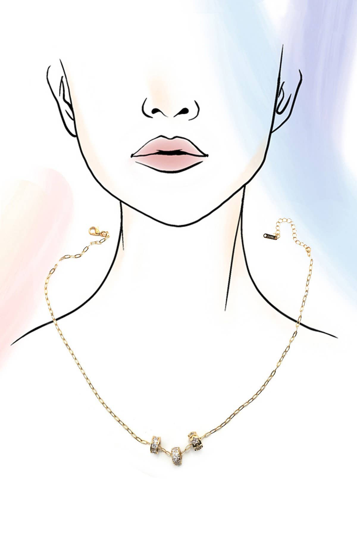 18K STAINLESS STEEL TARNISH FREE BARREL NECKLACE | 40NK9639: GOLD