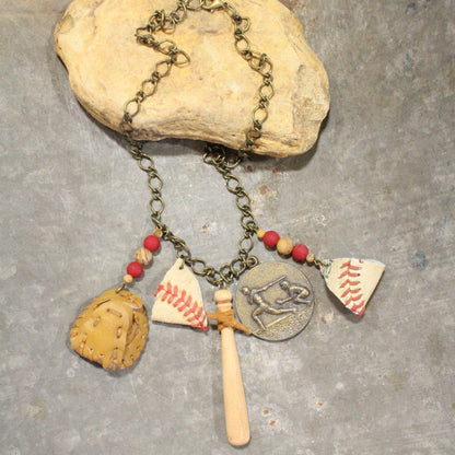 Take Me Out To The Ballgame Vintage Charming Necklace