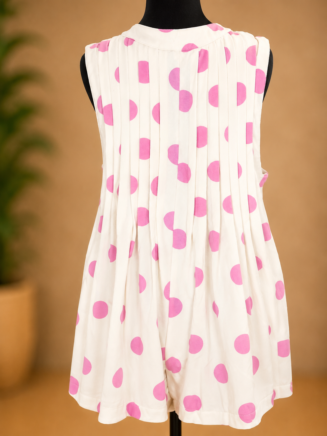 Easy Flow Polka Dot Romper: Pink Polka Dot