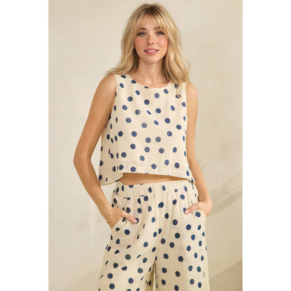 Ocean Breeze Polka Dot Set: Cream/Navy
