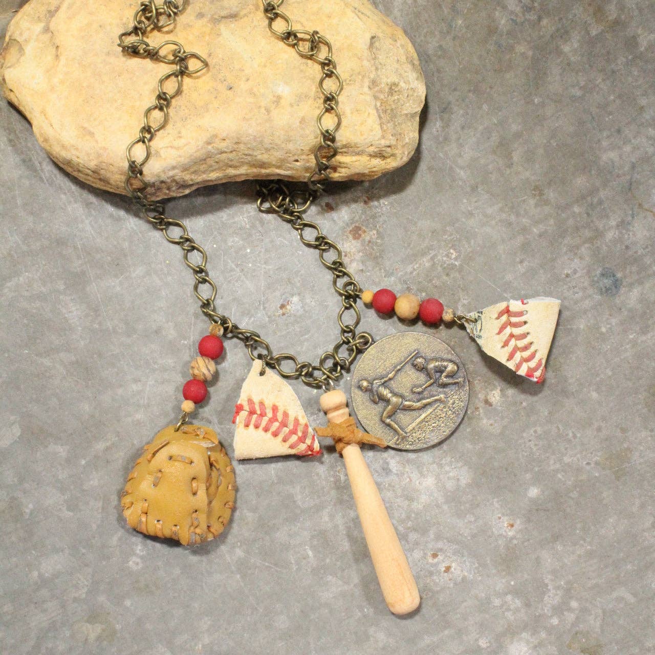 Take Me Out To The Ballgame Vintage Charming Necklace
