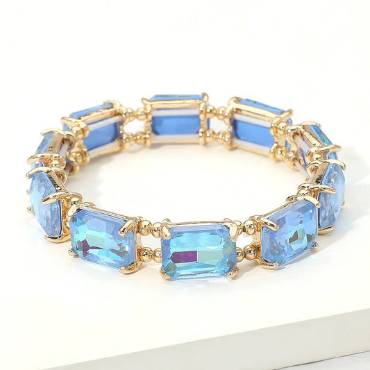 Emerald Cut Stone Stretch Evening Bracelet: BUAB