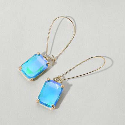 Emerald Cut Stone Dangle Evening Earrings: NFUAB