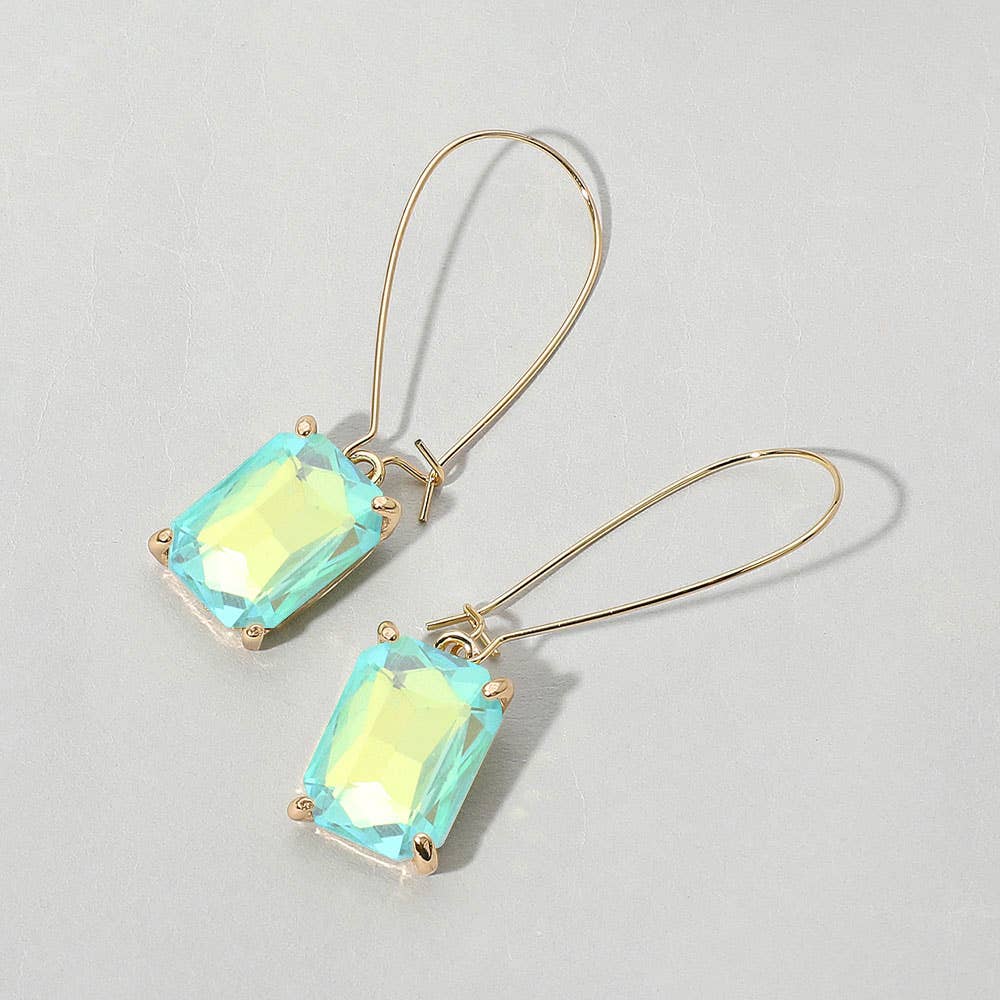 Emerald Cut Stone Dangle Evening Earrings: BUAB