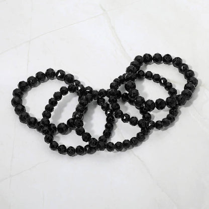 5PCS - Faceted Beaded Stretch Multi Layered Bracelets: Black