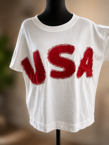 WASHED JERSEY FOURTH OF JULY TOP: OFF WHITE