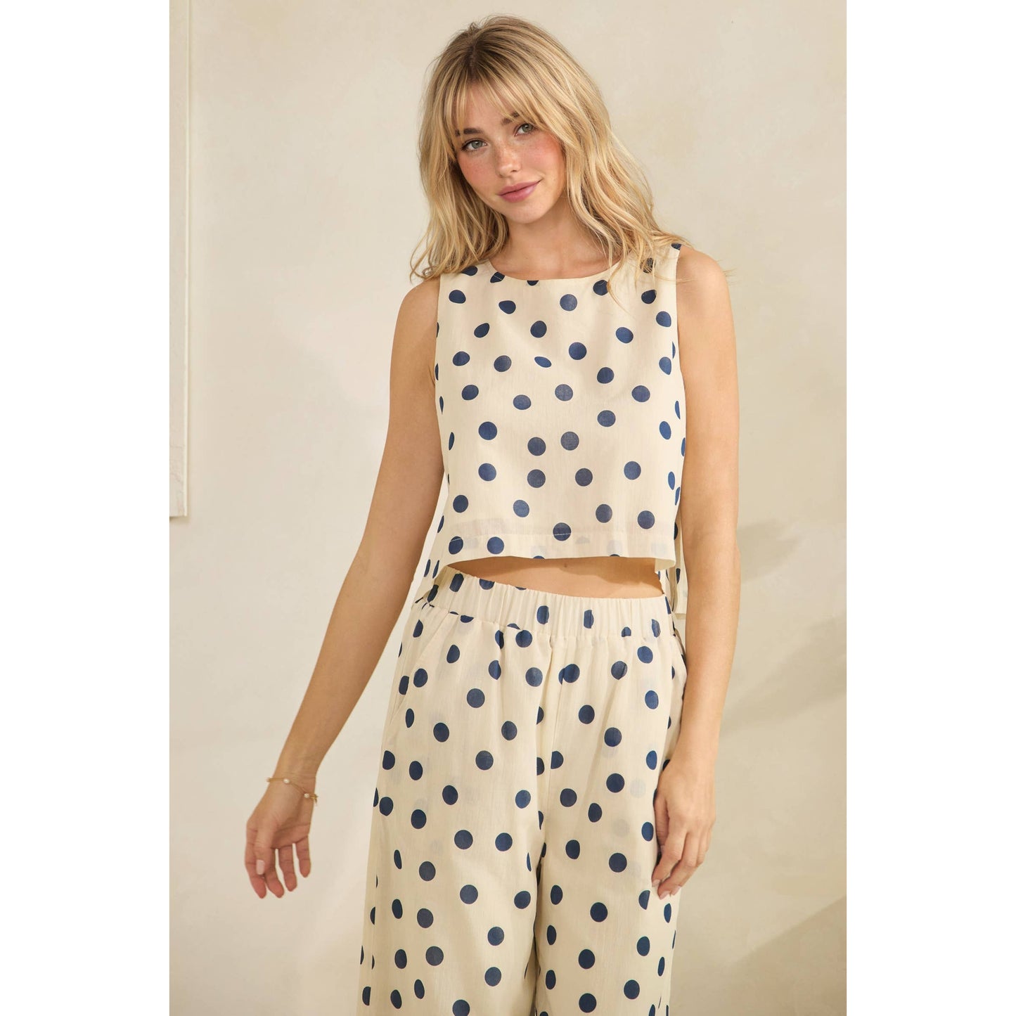 Ocean Breeze Polka Dot Set: Cream/Navy