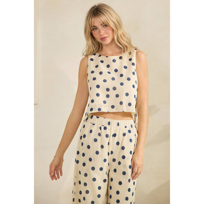 Ocean Breeze Polka Dot Set: Cream/Navy