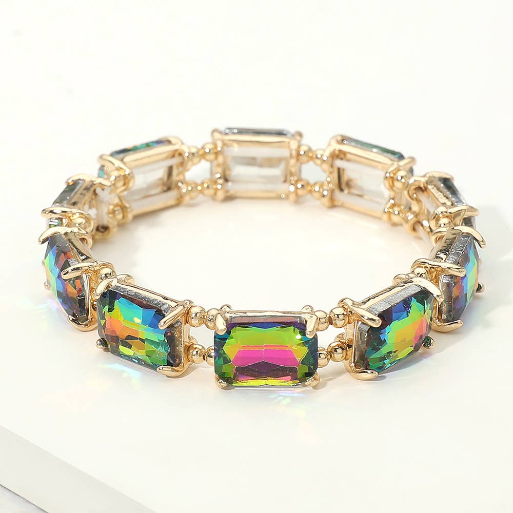 Emerald Cut Stone Stretch Evening Bracelet: AQAB