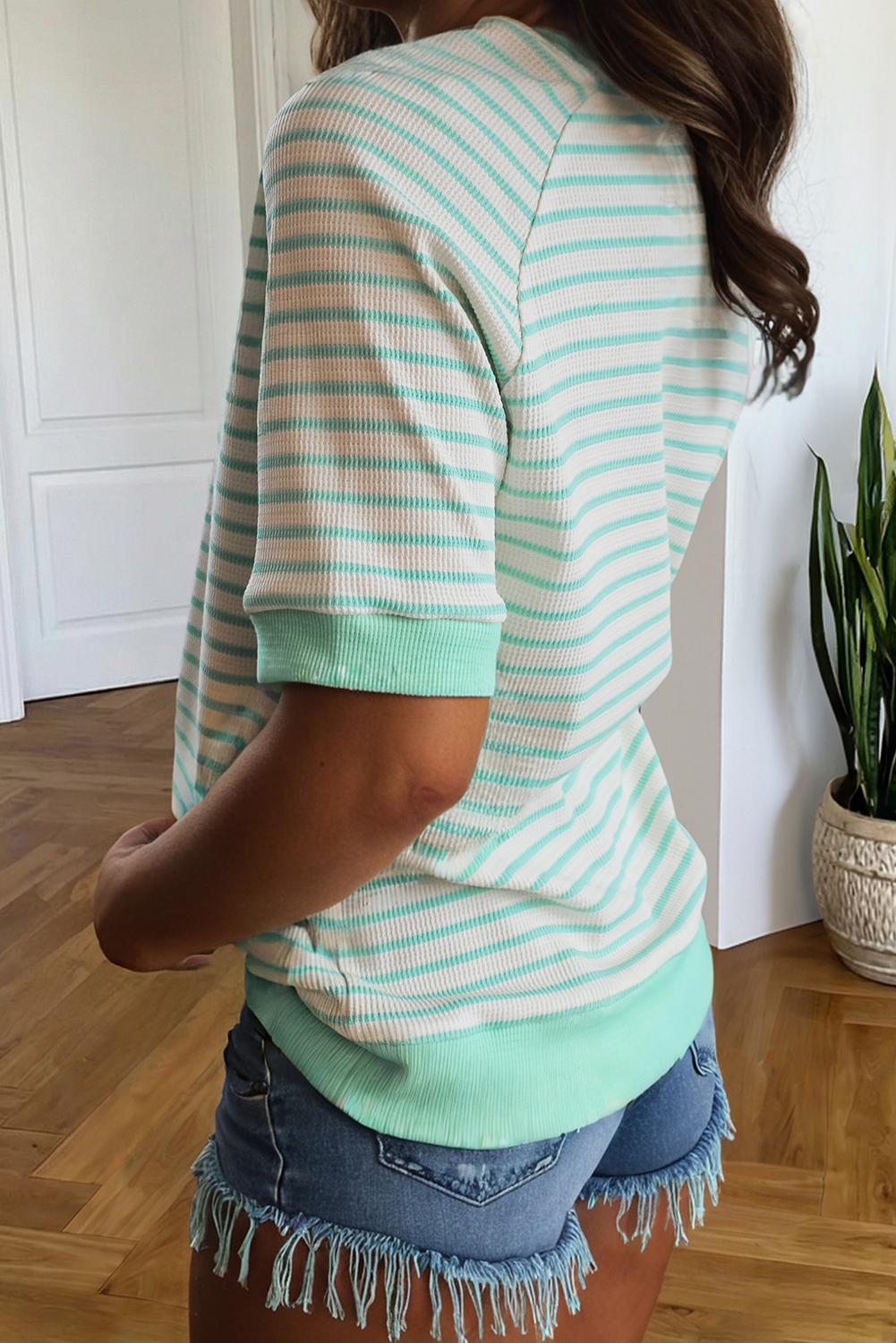Stripe Colorblock Trim Short Sleeve Tee SS26 | S-XL: Green Stripe