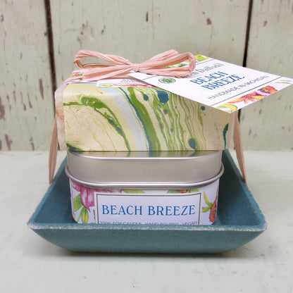 Beach Breeze Candle & Soap Dish Gift Kit - Clean and Fresh