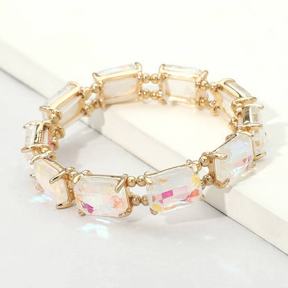 Emerald Cut Stone Stretch Evening Bracelet: OPMU