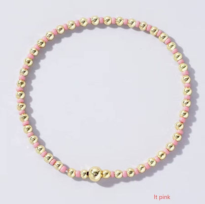 BOHO COLORFUL BALL BEADED BRACELET | 40B5223: FUCHSIA