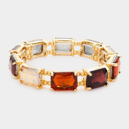 Emerald Cut Stone Stretch Evening Bracelet: AQAB