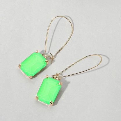 Emerald Cut Stone Dangle Evening Earrings: NFU