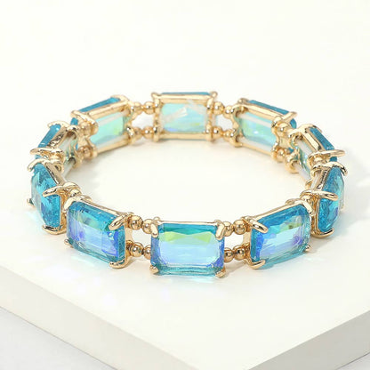 Emerald Cut Stone Stretch Evening Bracelet: AQAB