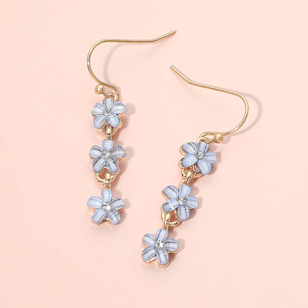 Triple Floral Beads Drop Earrings: Gold,Multi