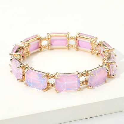 Emerald Cut Stone Stretch Evening Bracelet: BUAB