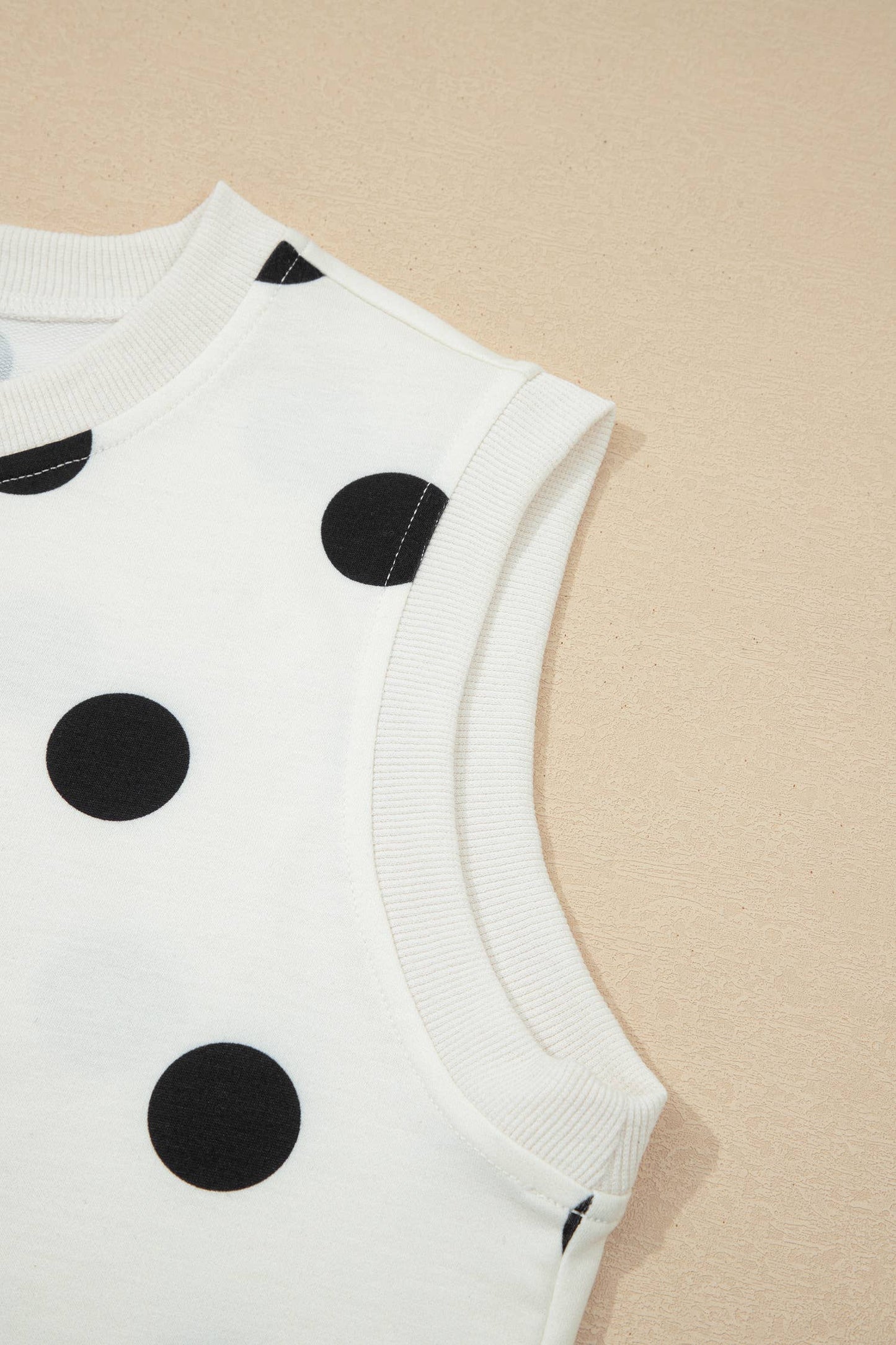 Plus Polka Dot Print Tank Split Mini Skort 2pcs Set (S-4X): White / L