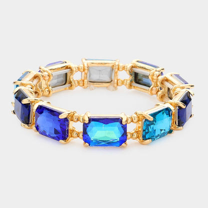 Emerald Cut Stone Stretch Evening Bracelet: BUAB