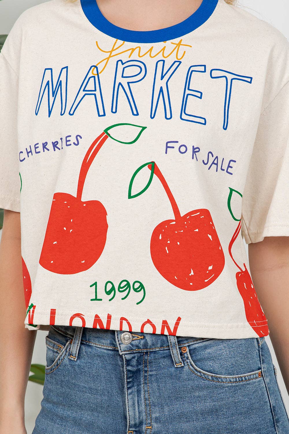 Cherry Print Cotton Crop Top: