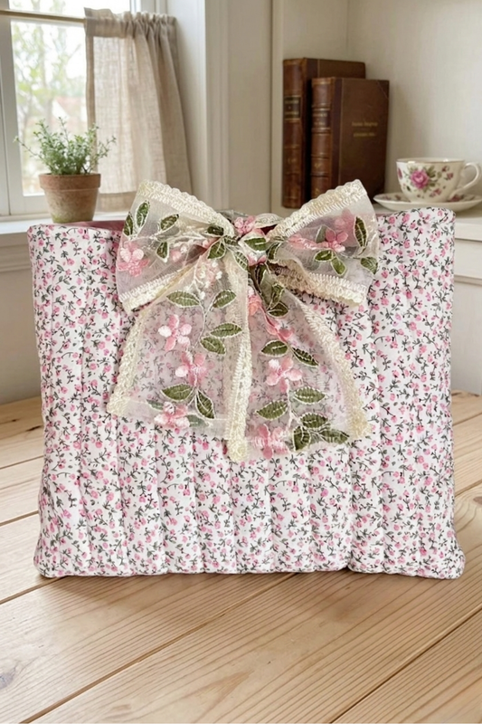 Rosalie Pink Floral Tie Bible Cover