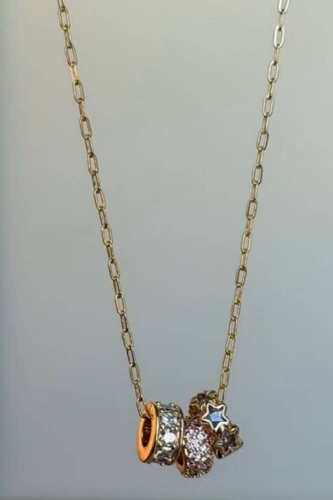 18K STAINLESS STEEL TARNISH FREE BARREL NECKLACE | 40NK9639: GOLD