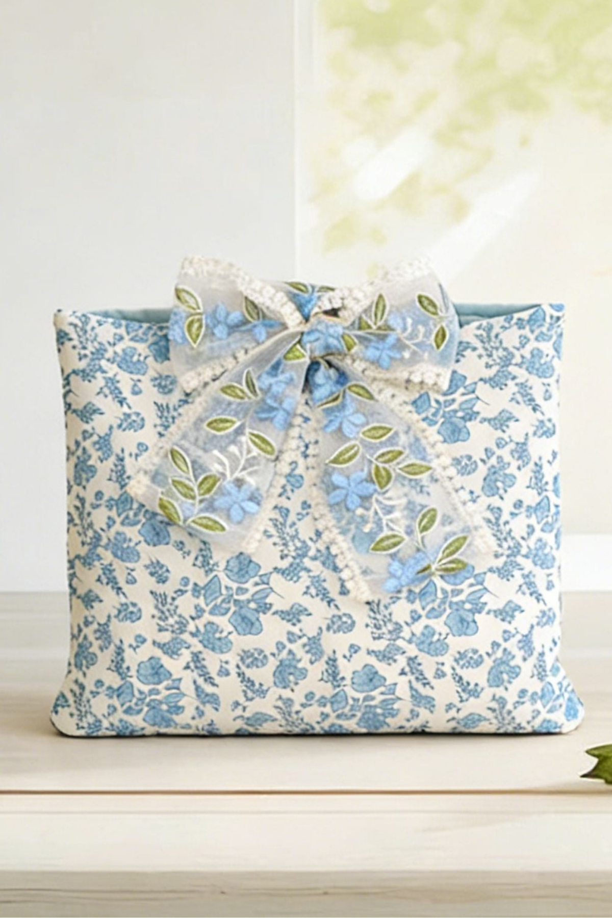 Jillian Blue Floral Tie Bible Cover