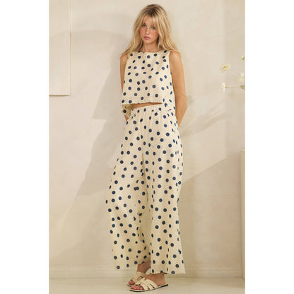 Ocean Breeze Polka Dot Set: Cream/Navy