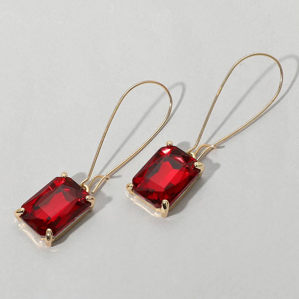 Emerald Cut Stone Dangle Evening Earrings: BUAB