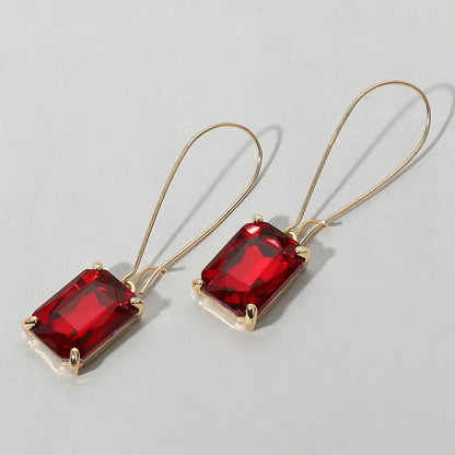 Emerald Cut Stone Dangle Evening Earrings: NFUAB