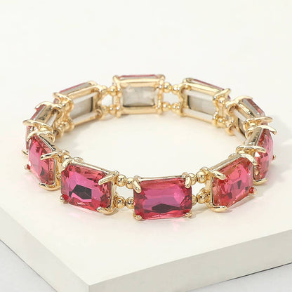 Emerald Cut Stone Stretch Evening Bracelet: OPMU