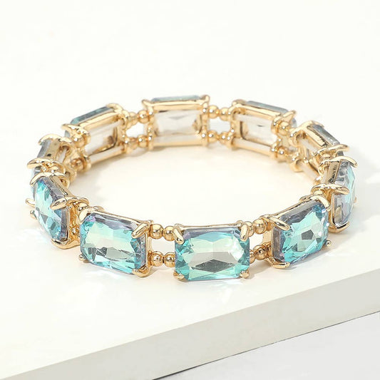 Emerald Cut Stone Stretch Evening Bracelet: AQAB